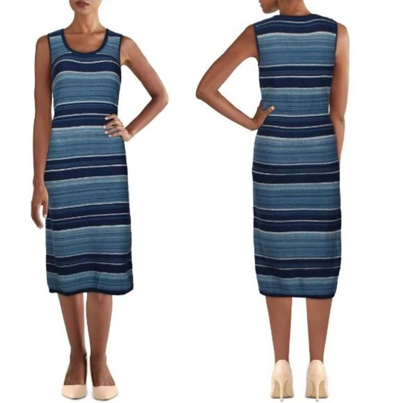 Lauren Ralph Lauren NWT Sleeveless Knit Tank Dress Cotton Striped Blue Small - Picture 1 of 8